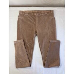HUE Corduroy Leggings Pants Women Beige Size L‎ Stretch Comfort Casual